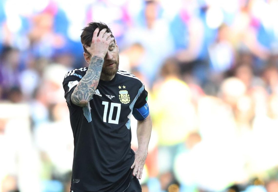 Soccer Football - World Cup - Group D - Argentina vs Iceland - Spartak Stadium, Moscow, Russia - June 16, 2018   Argentina's Lionel Messi looks dejected    REUTERS/Carl Recine